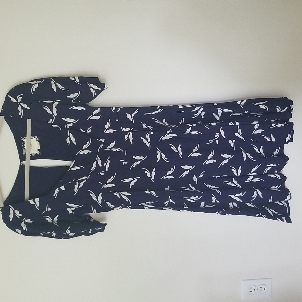 Anthropologie Maeve Blue & White Print Dress Sz 2